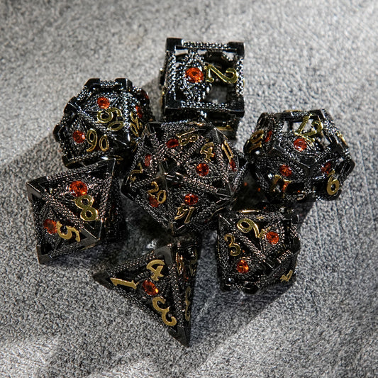 Devil's Eye Ruby Metal Skeleton DND Dice Set | Bear Dice