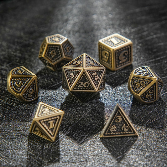 Egyptian Pharaoh - Bronze Rune Metal DND Dice Set | Bear Dice