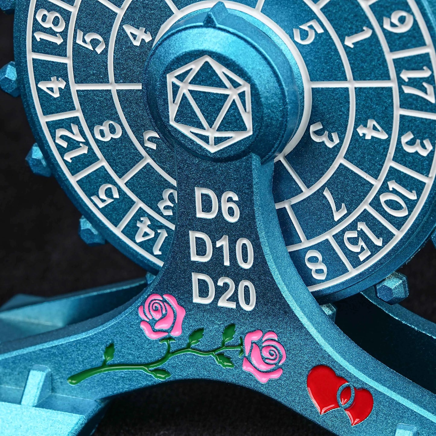 Metal DND Unique Dice: Blue Rose Ferris Wheel Spin Dice | Bear Dice