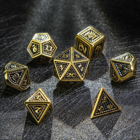 Metal solid dragon scale imitation gold black dice set | Bear Dice