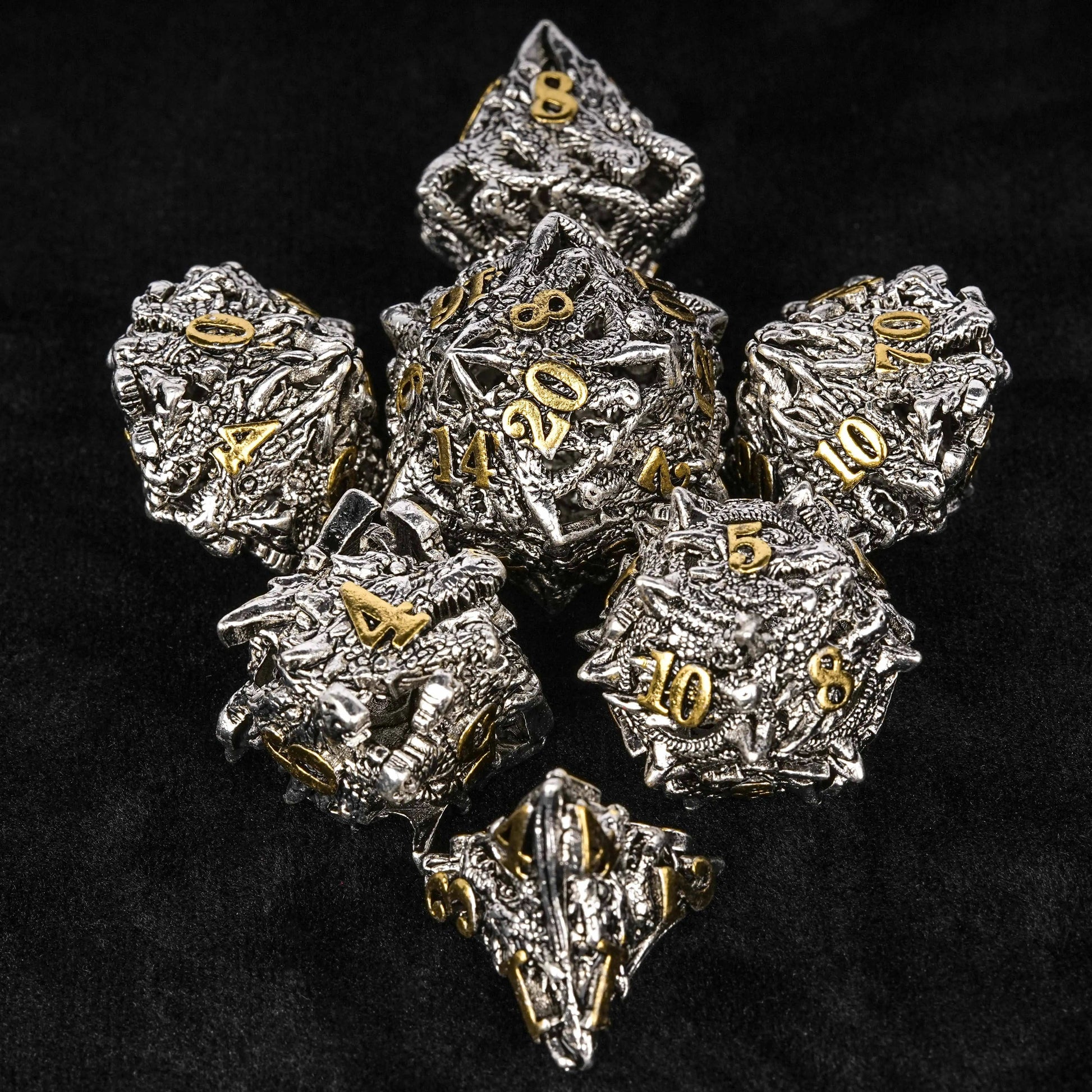 Dragon King's Magic - Silver Hollow Metal Dice Set | Bear Dice

