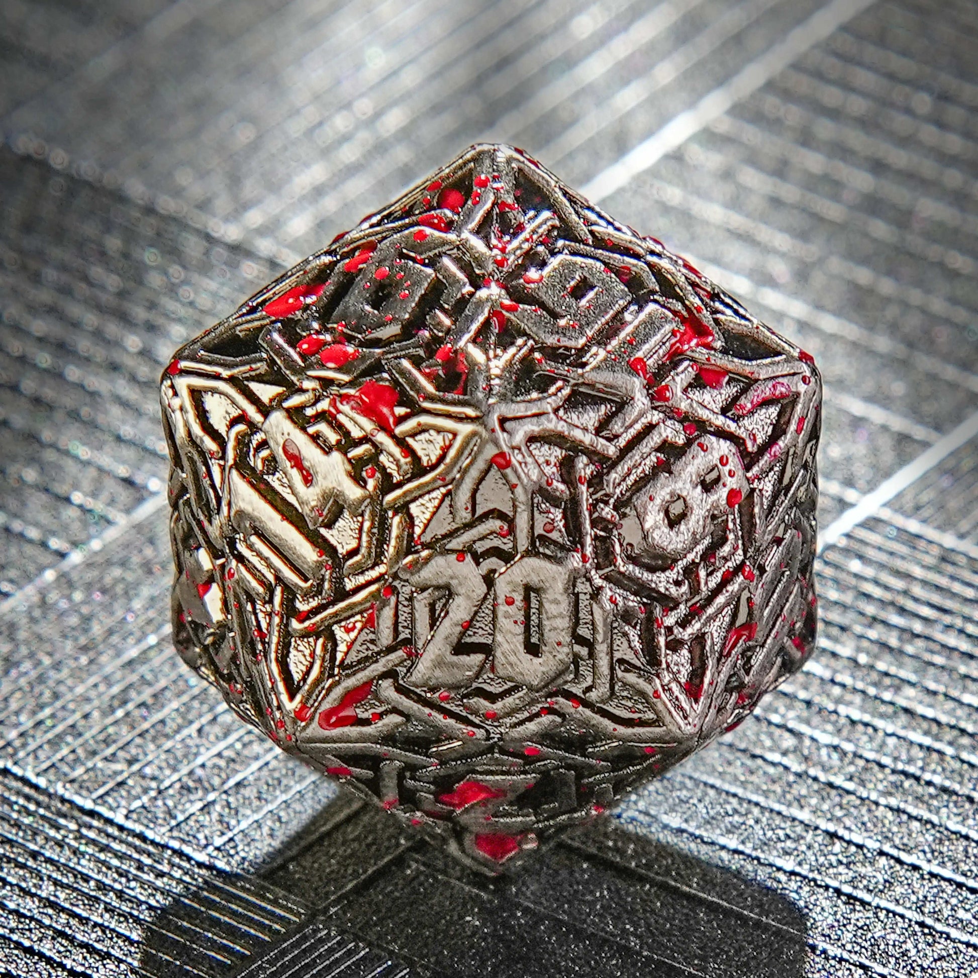 Metal solid Celtic blood D20 dice, RPG 20-sided dice | Bear Dice