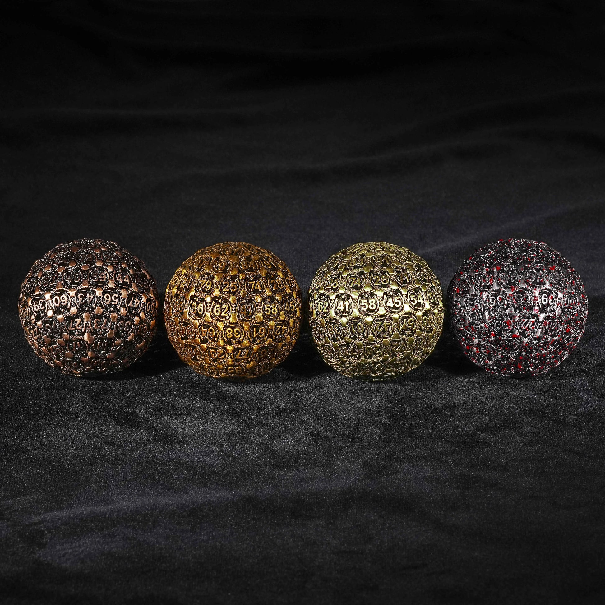 Dragon's Castle - Gold Round D100 Metal DND Dice 50mm | Bear Dice