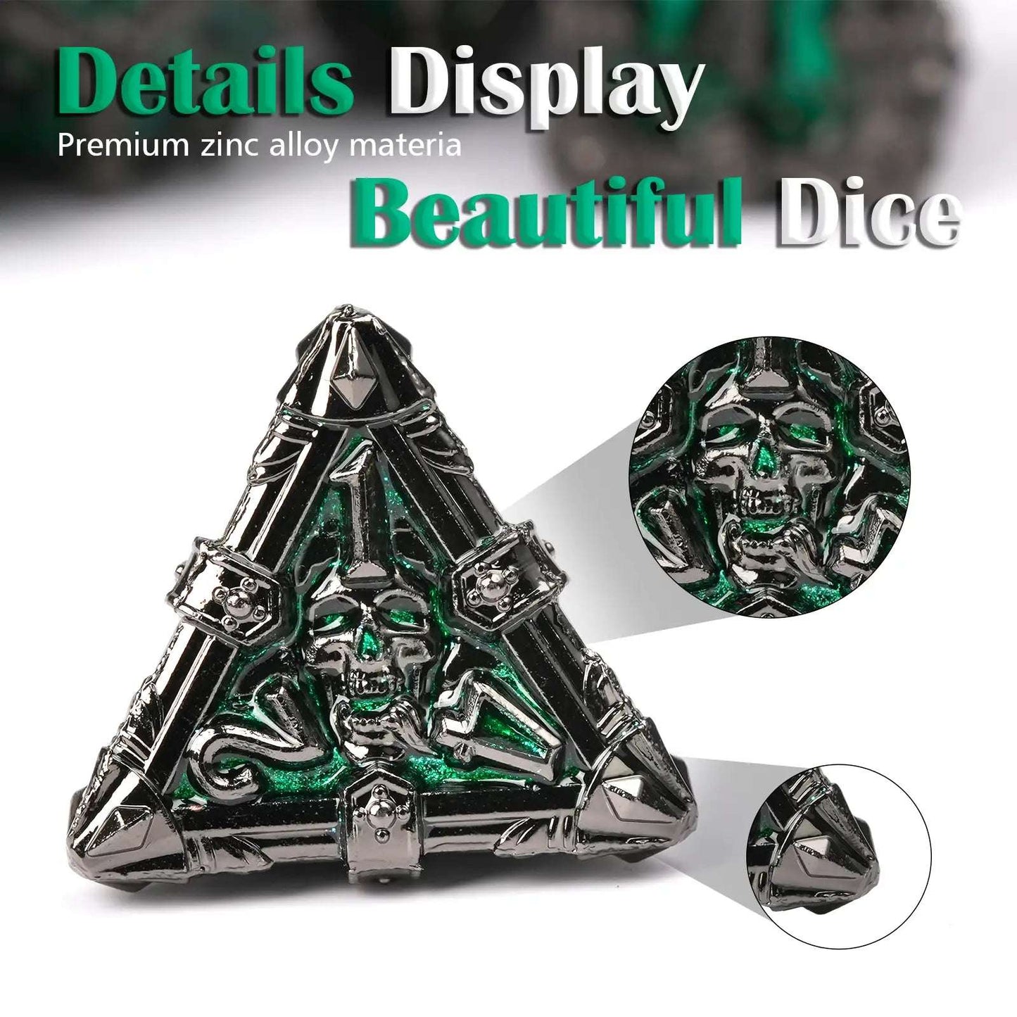 Mysterious dark gothic skeleton series metal d4 dice | Bear Dice