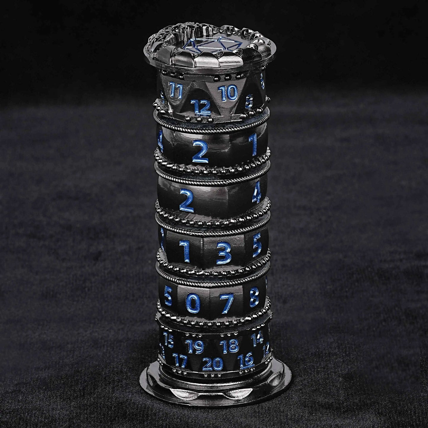 Dice Roulette Game 7-in-1  Unique Rotating Metal Dice Tower + Blue Font | Bear Dice