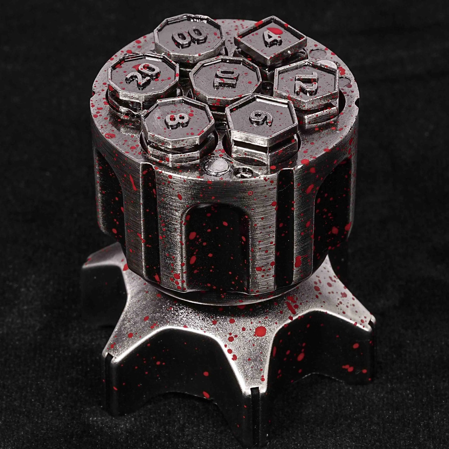 Cool Rocket Launcher Dice Box + Unique Silver Blood Metal Polyhedron DND Bullet Dice Set | Bear Dice