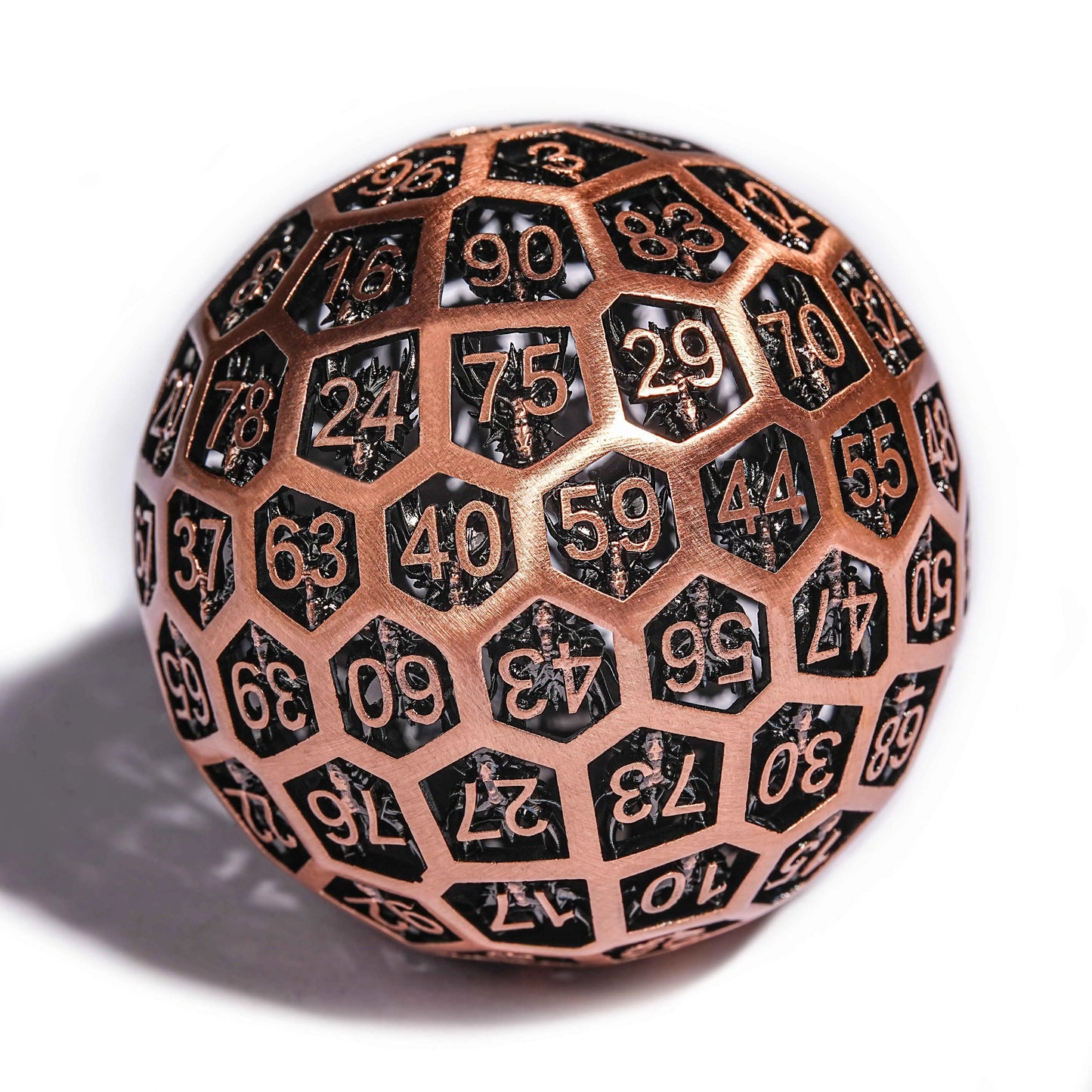 Hollow Metal Dragon D100 Dice 50mm Spherical Red Copper | Bear Dice