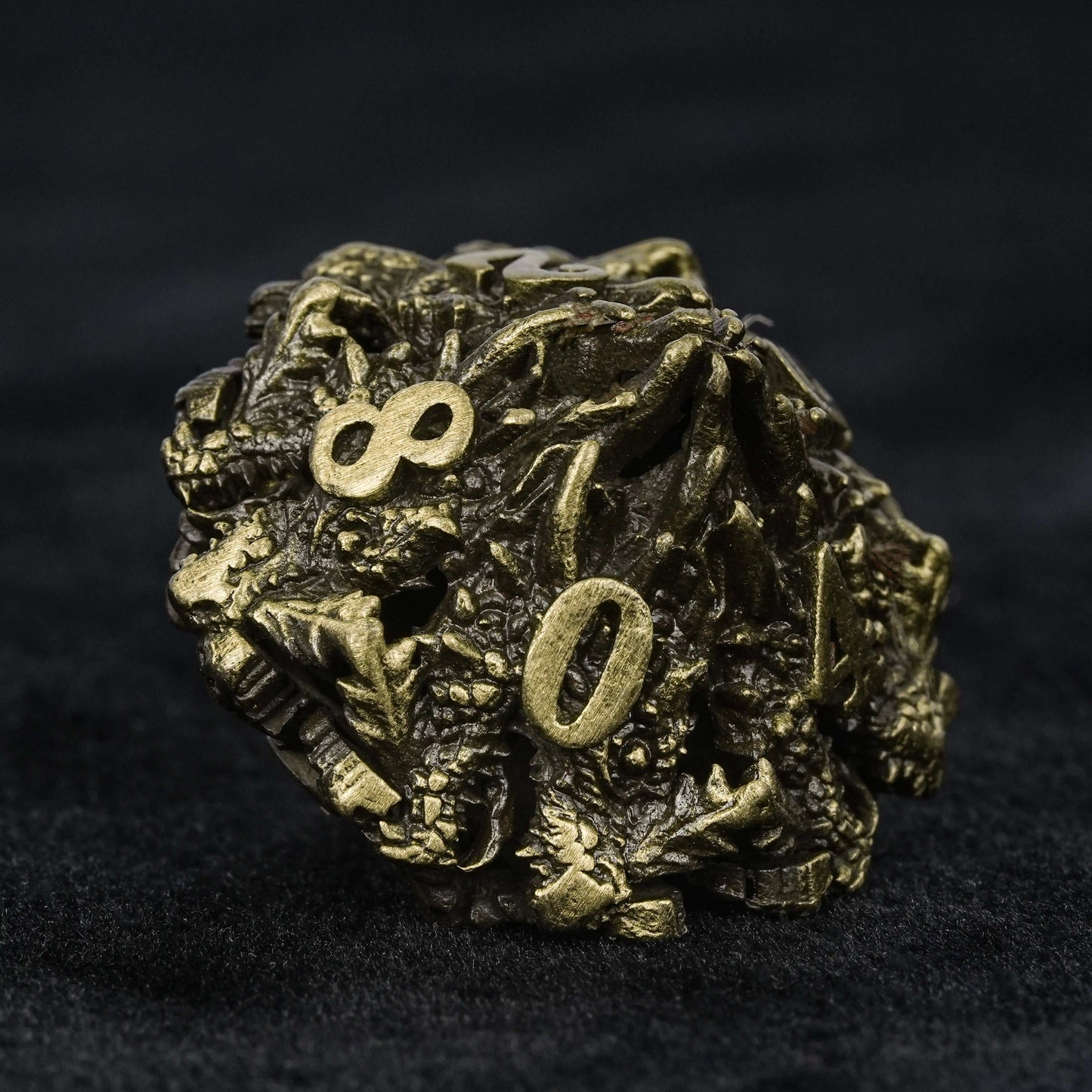 Dragon Head Bronze Hollow Metal dnd d10 Dice | Bear Dice
