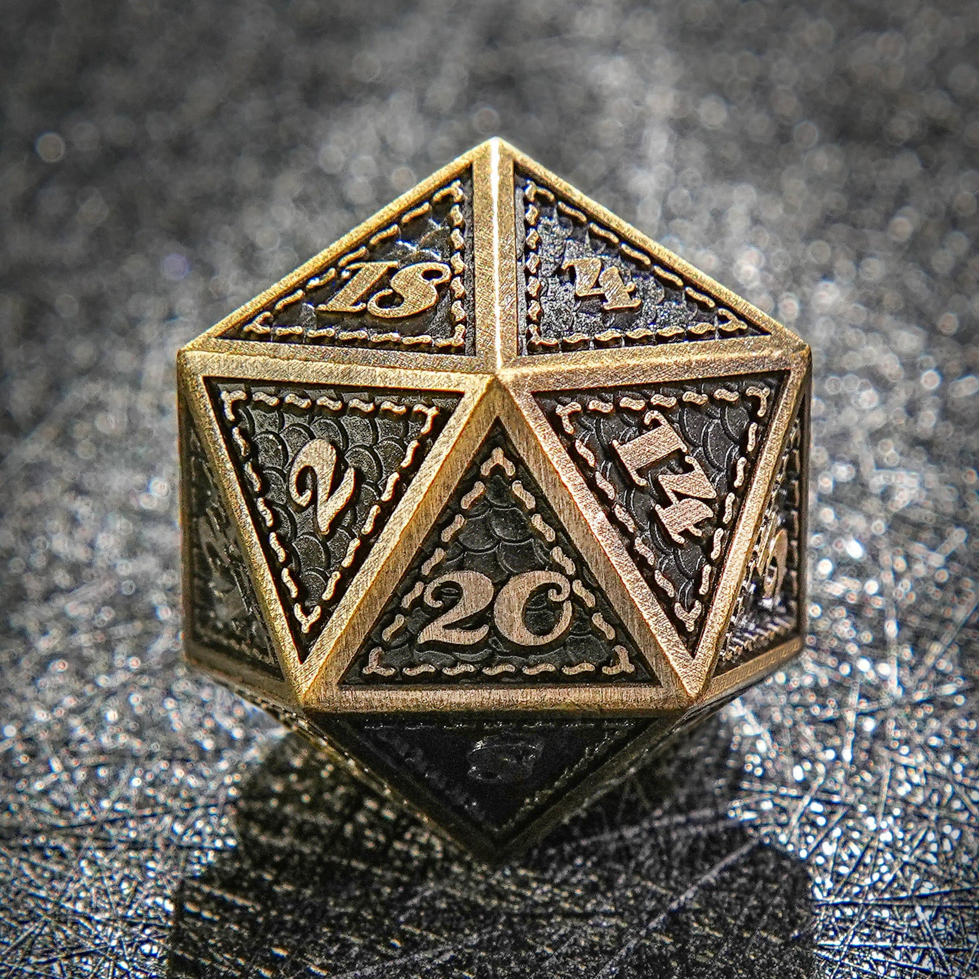 Egyptian Pharaoh - Bronze Rune Metal DND D20 Dice | Bear Dice