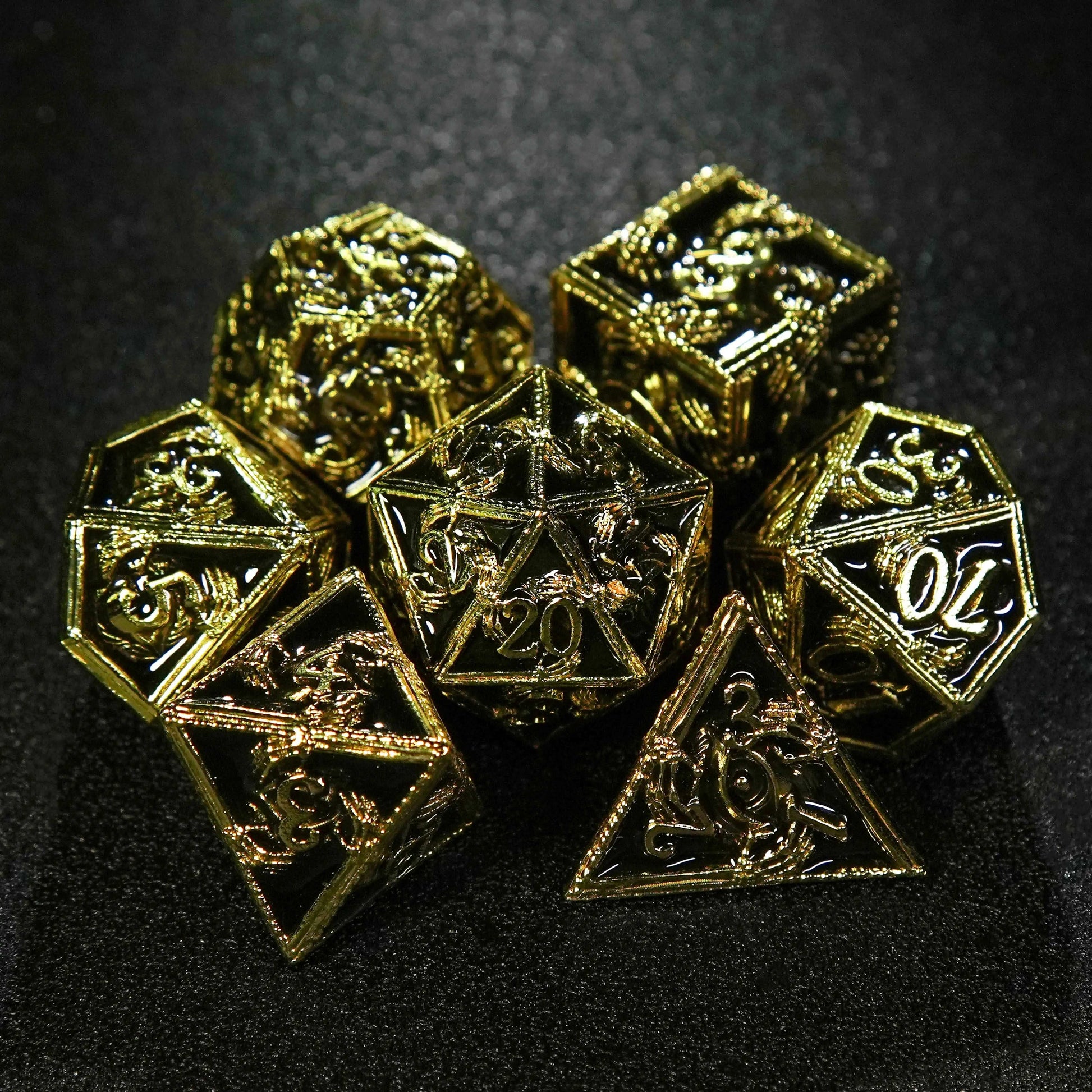 Mysterious Wizard - Dark Skeleton Hand Bronze Ancient Gold DND Dice Set | Bear Dice