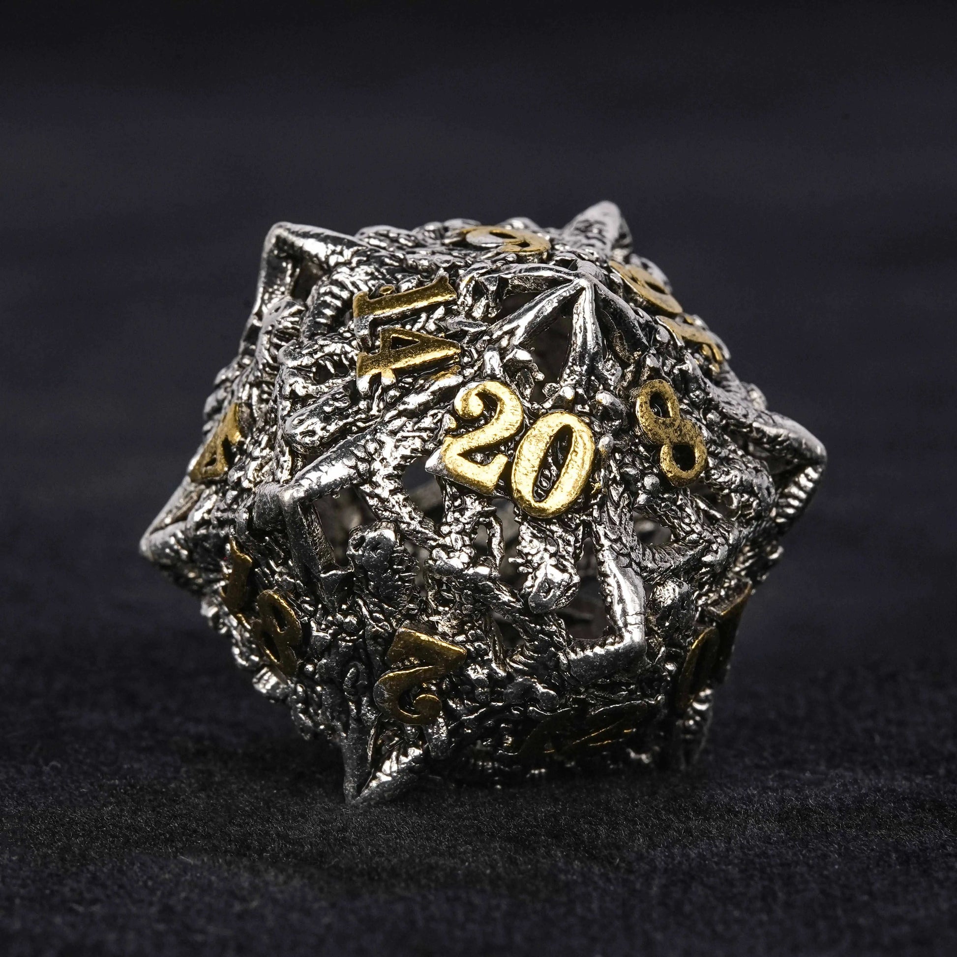 Dragon King's Magic - Silver Hollow Metal D20 Dice | Bear Dice