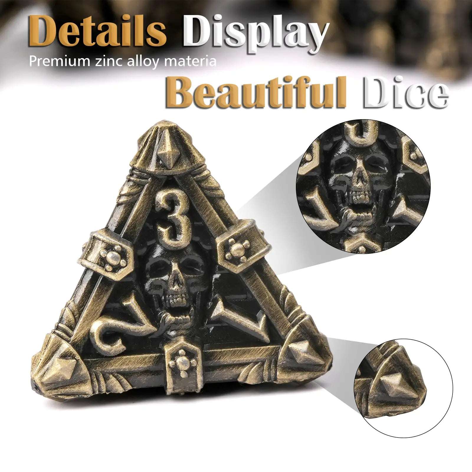 Mysterious dark gothic skeleton series metal D4 dice  | Bear Dice