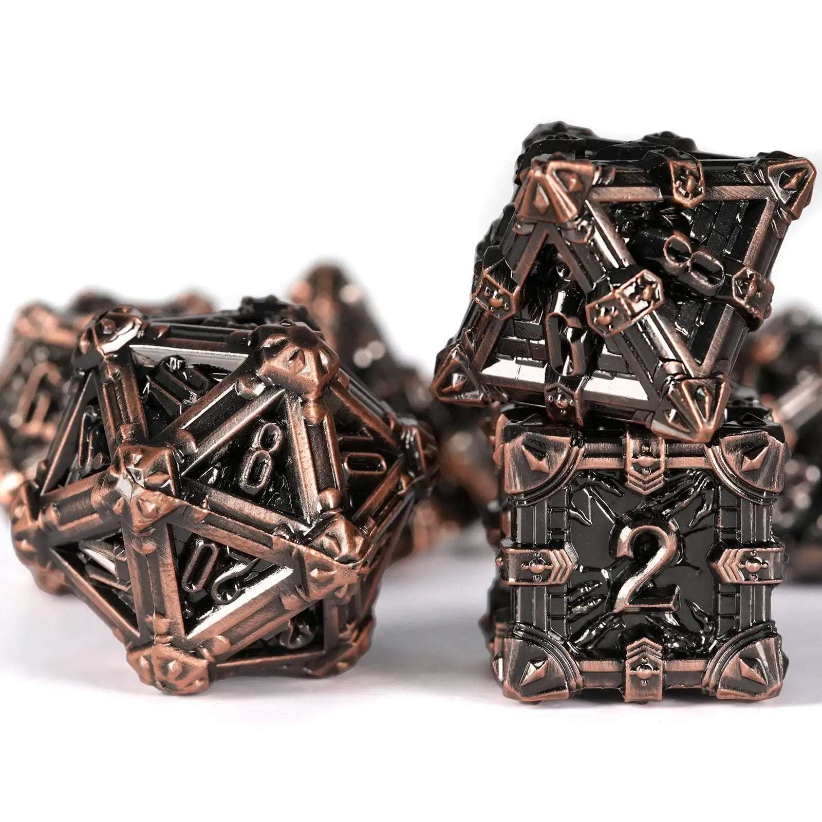 Mysterious dark gothic skeleton series metal D6 dice、D10 dice、D20 dice | Bear Dice
