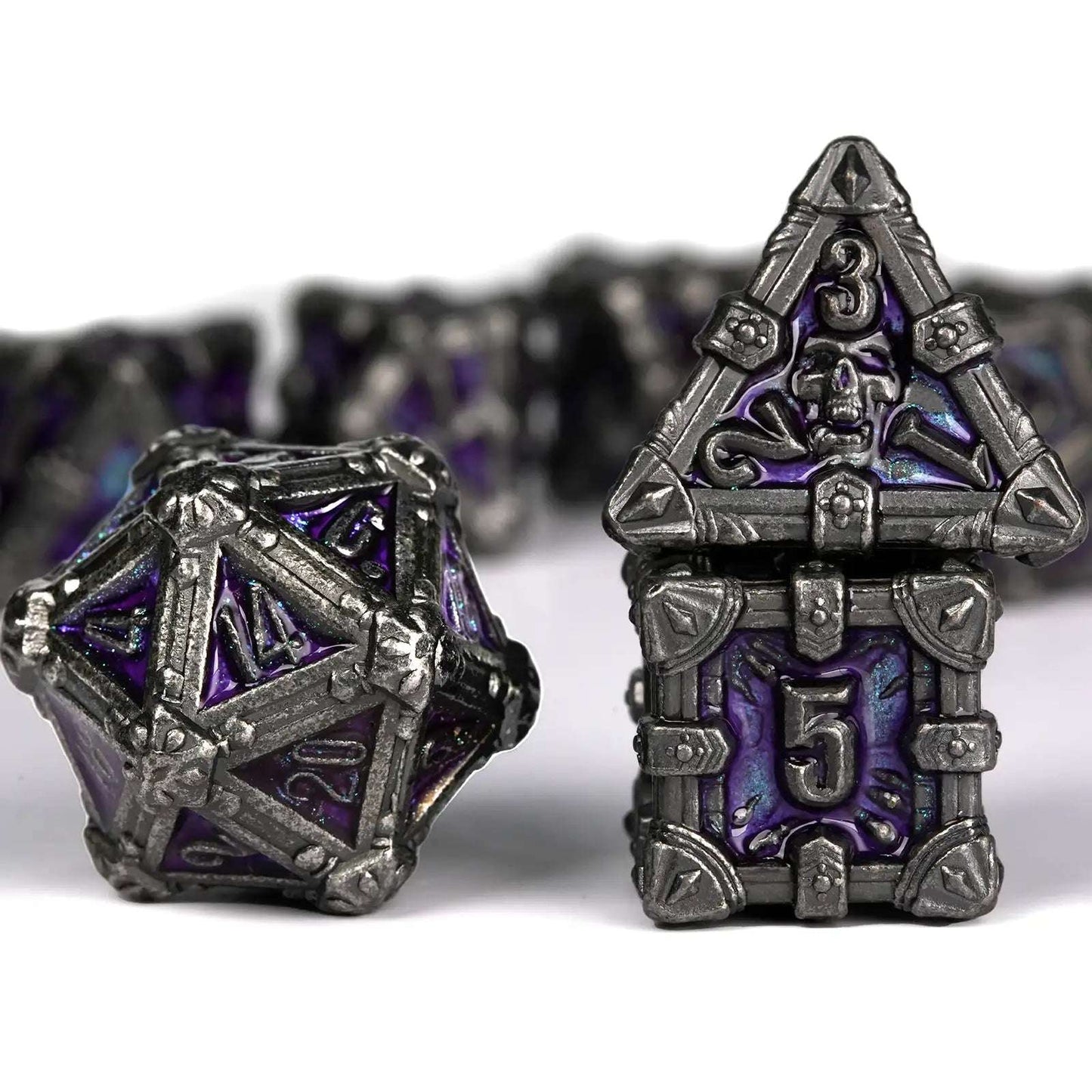 Mysterious dark gothic skeleton series metal dice set - D4 dice、D6 dice、D20 dice | Bear Dice
