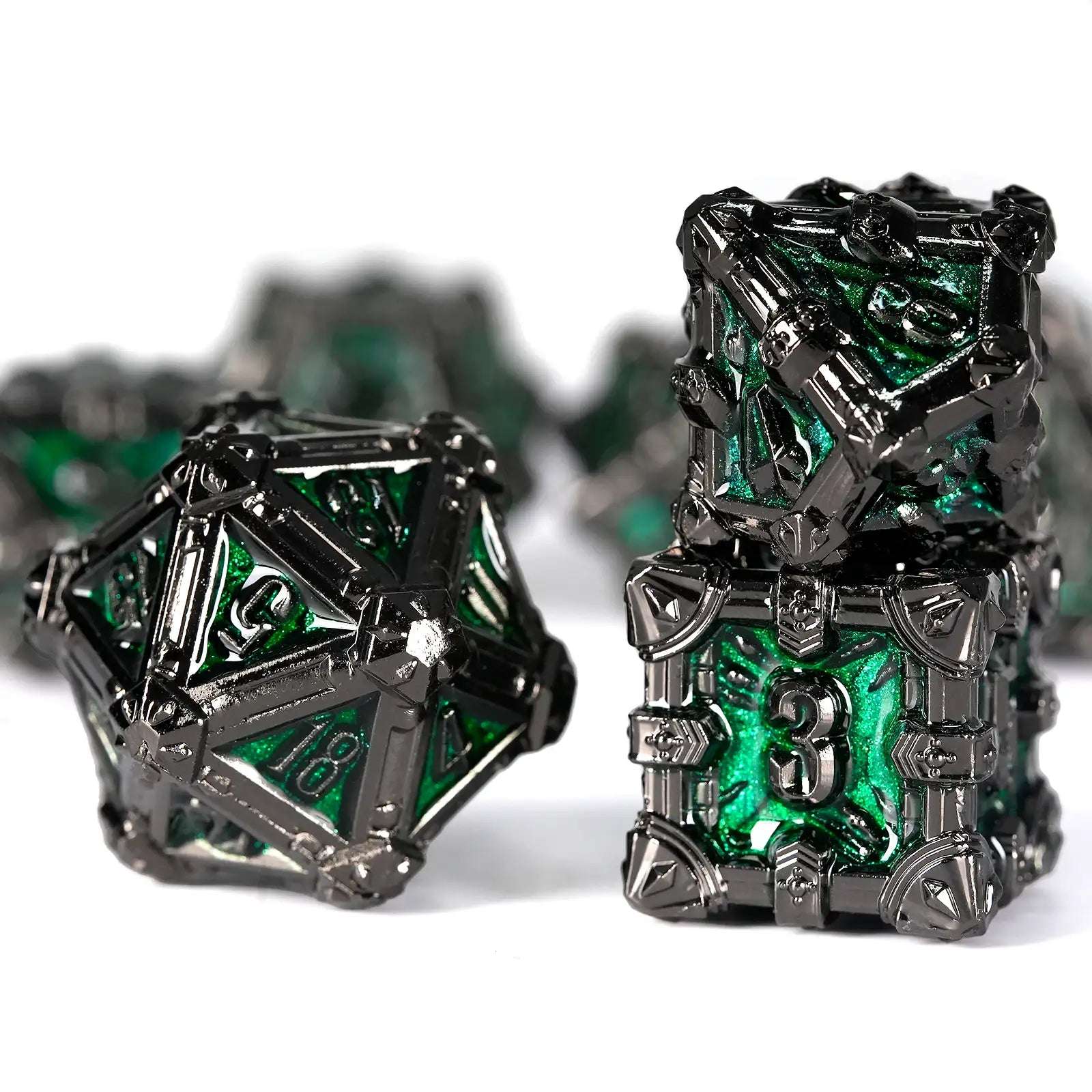 Mysterious dark gothic skeleton series metal dice set-D6 dice、D10 dice、D20 dice | Bear Dice

