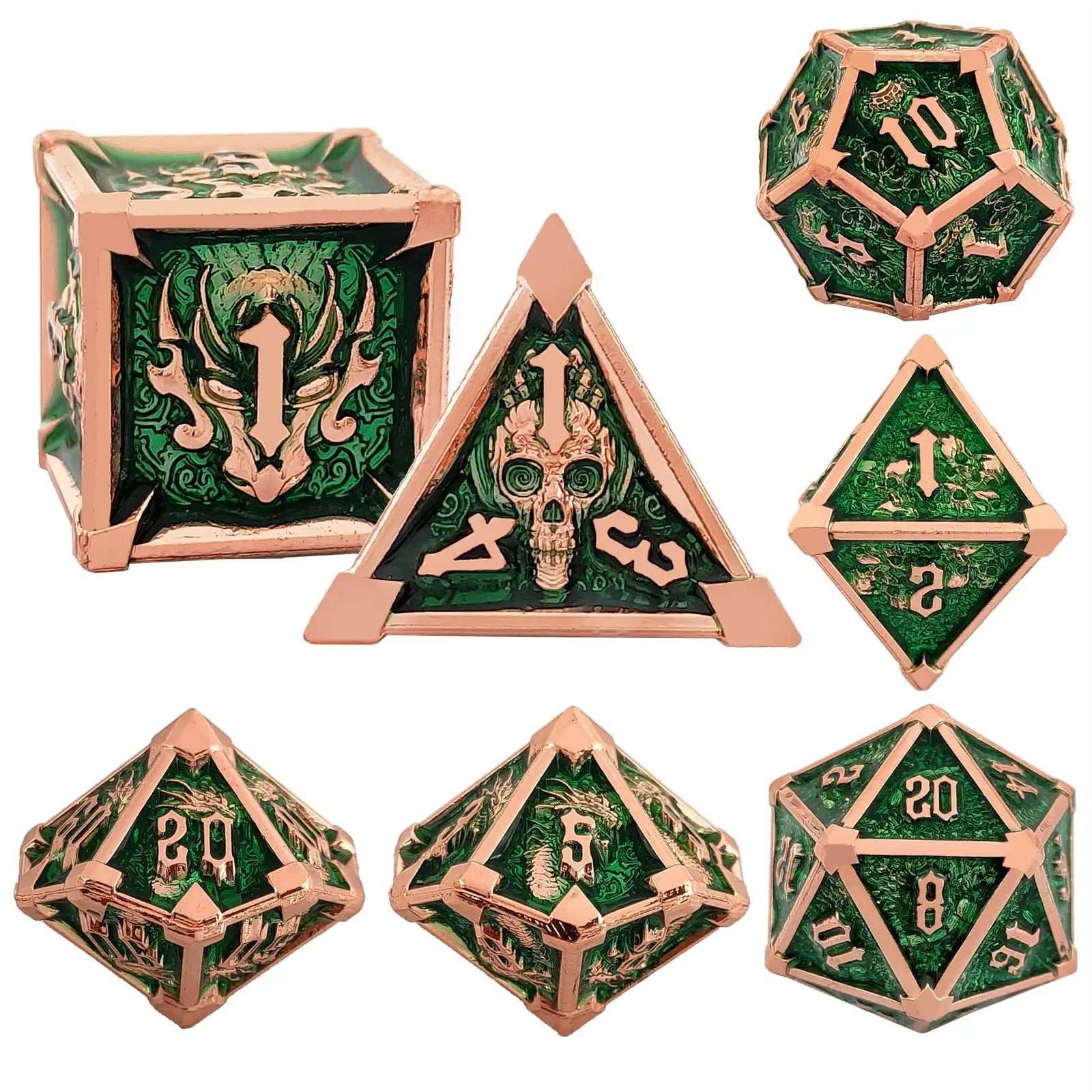 Gothic Mysticism - Starhorn  greem Metal dnd Dice Set Collection | Bear Dice