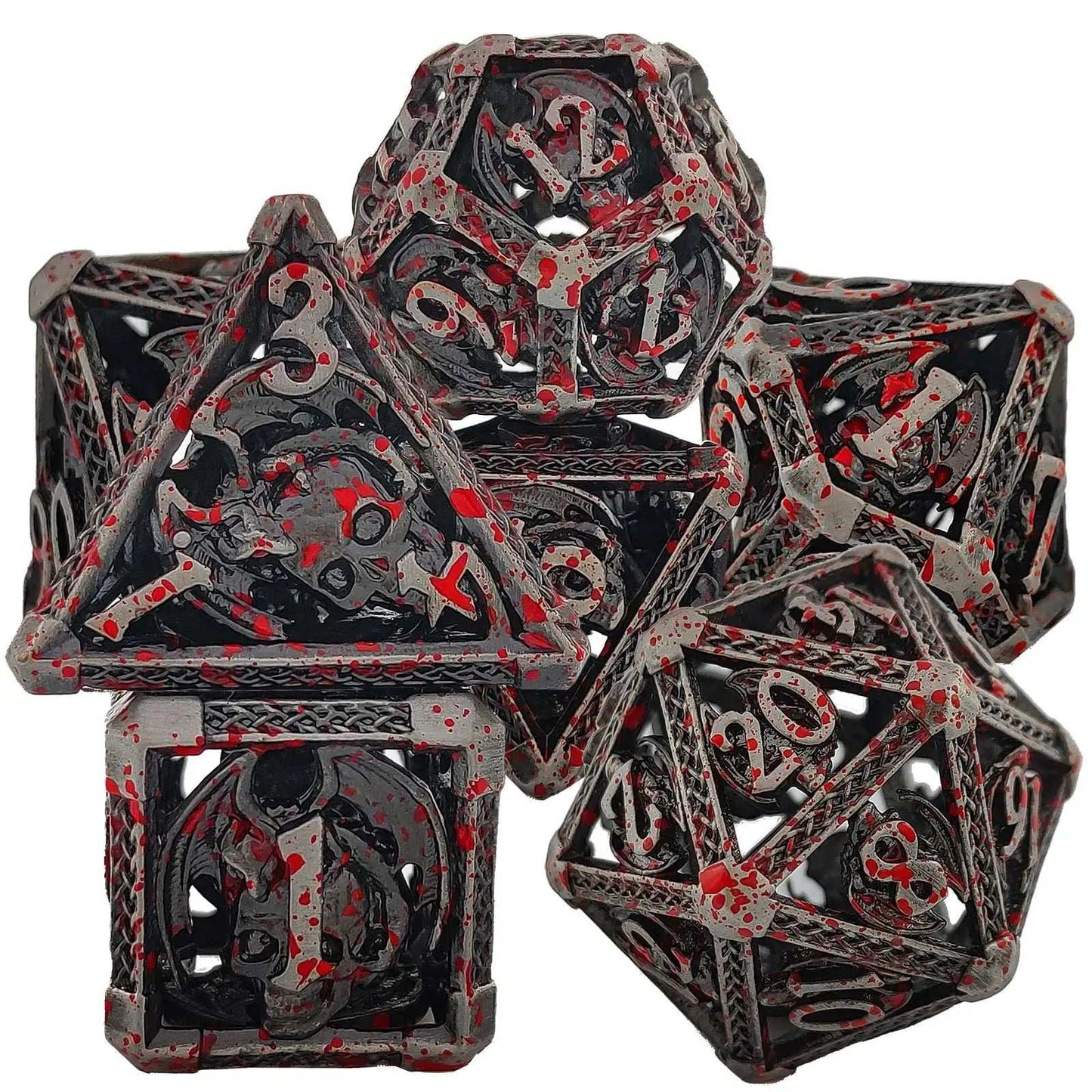 Skeleton Dragon Skeleton Metal DND Dice Set | Bear Dice
