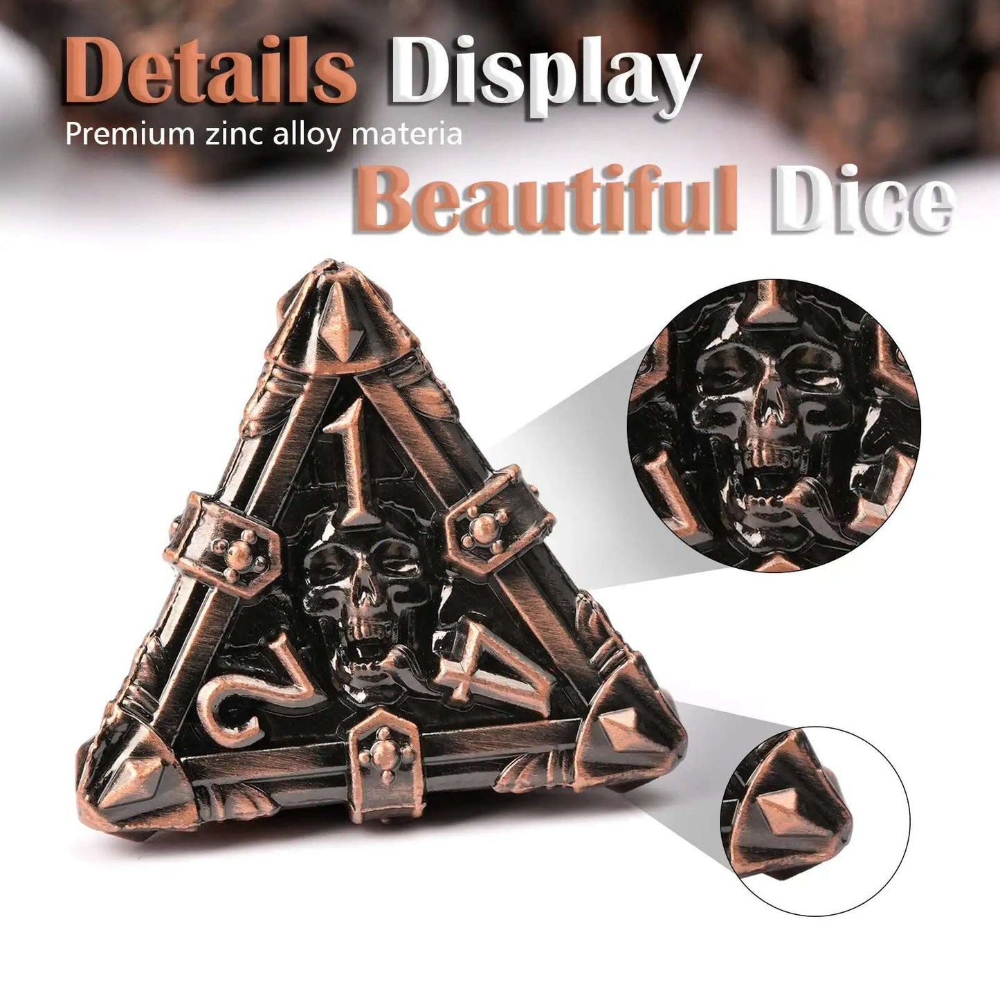 Mysterious dark gothic skeleton series metal D4 dice| Bear Dice