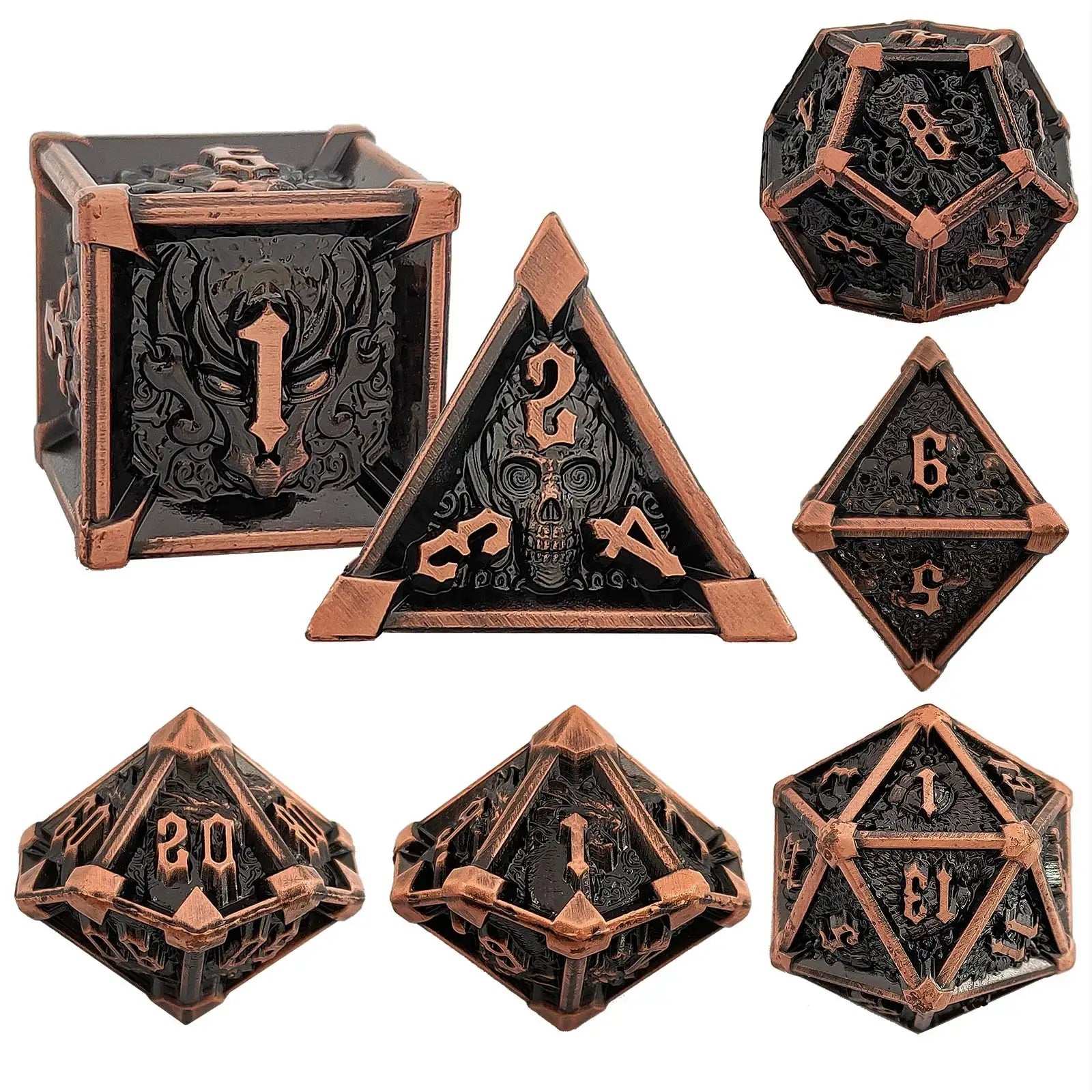 Gothic Mysticism - Starhorn black background metal dnd Dice Set Collection | Bear Dice