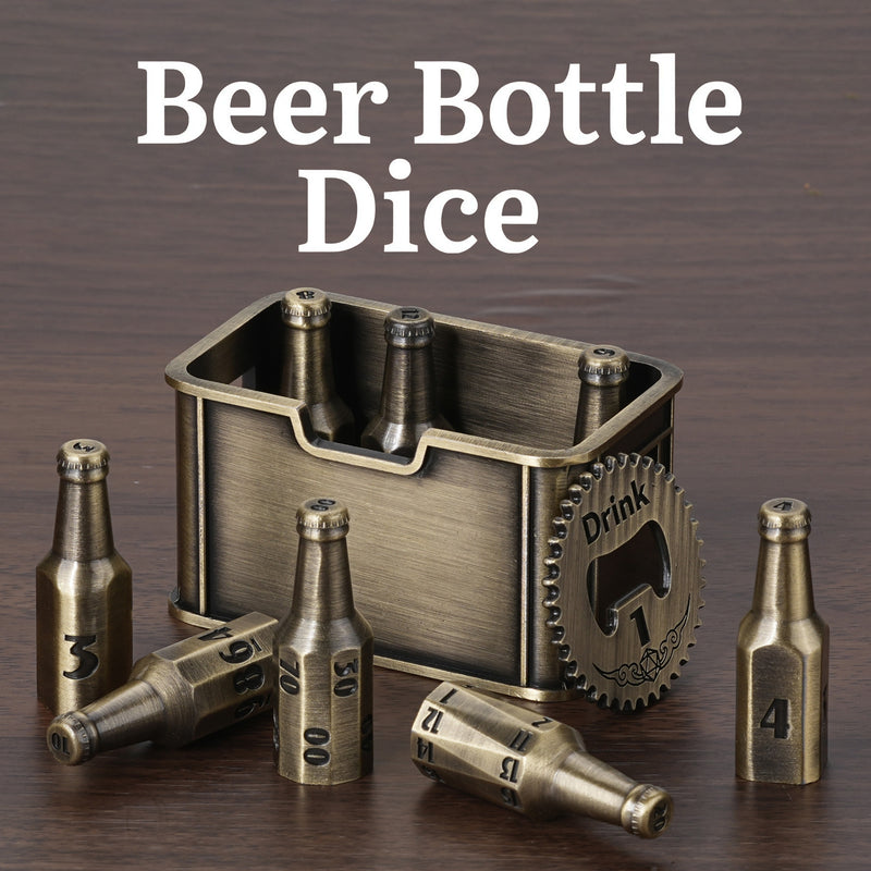 Metal Beer Bottle Dice Set | Bear Dice