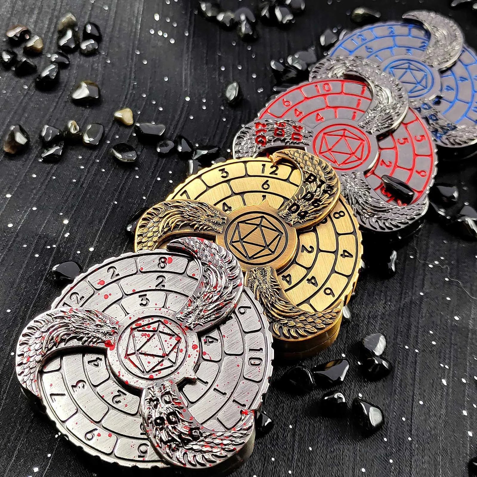 Unique Metal DND Spin Roulette Dice: 7 in 1 Dragon Head Fidget Spinner Dice | Bear Dice