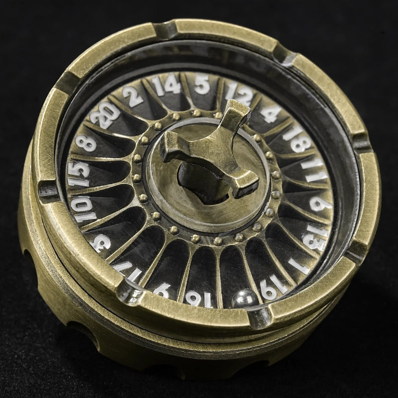 Bronze D20 roulette metal dice retro style with numbers | BearDice