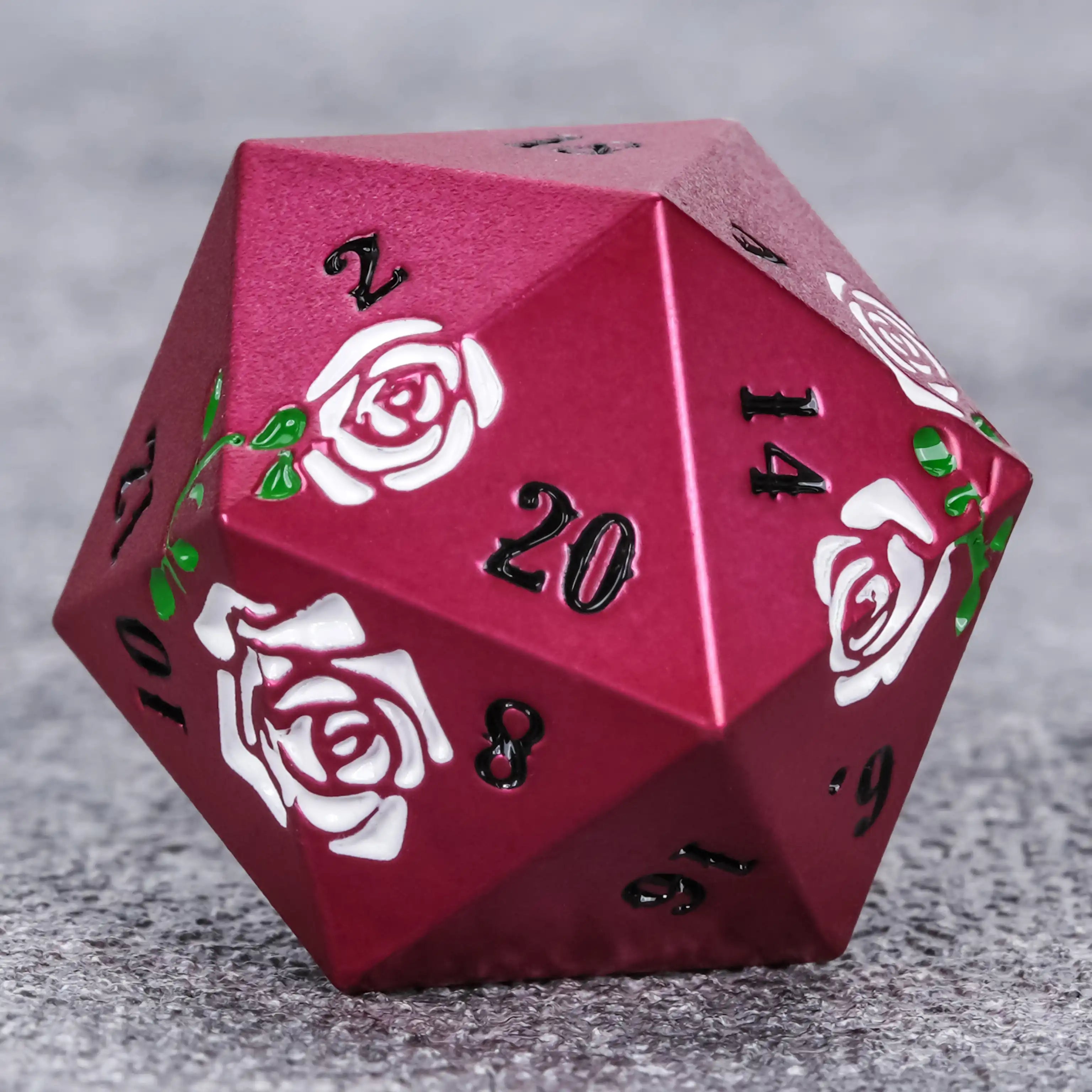 Red Rose Metal DND Dice D20, Valentine's Day Gift | BearDice
