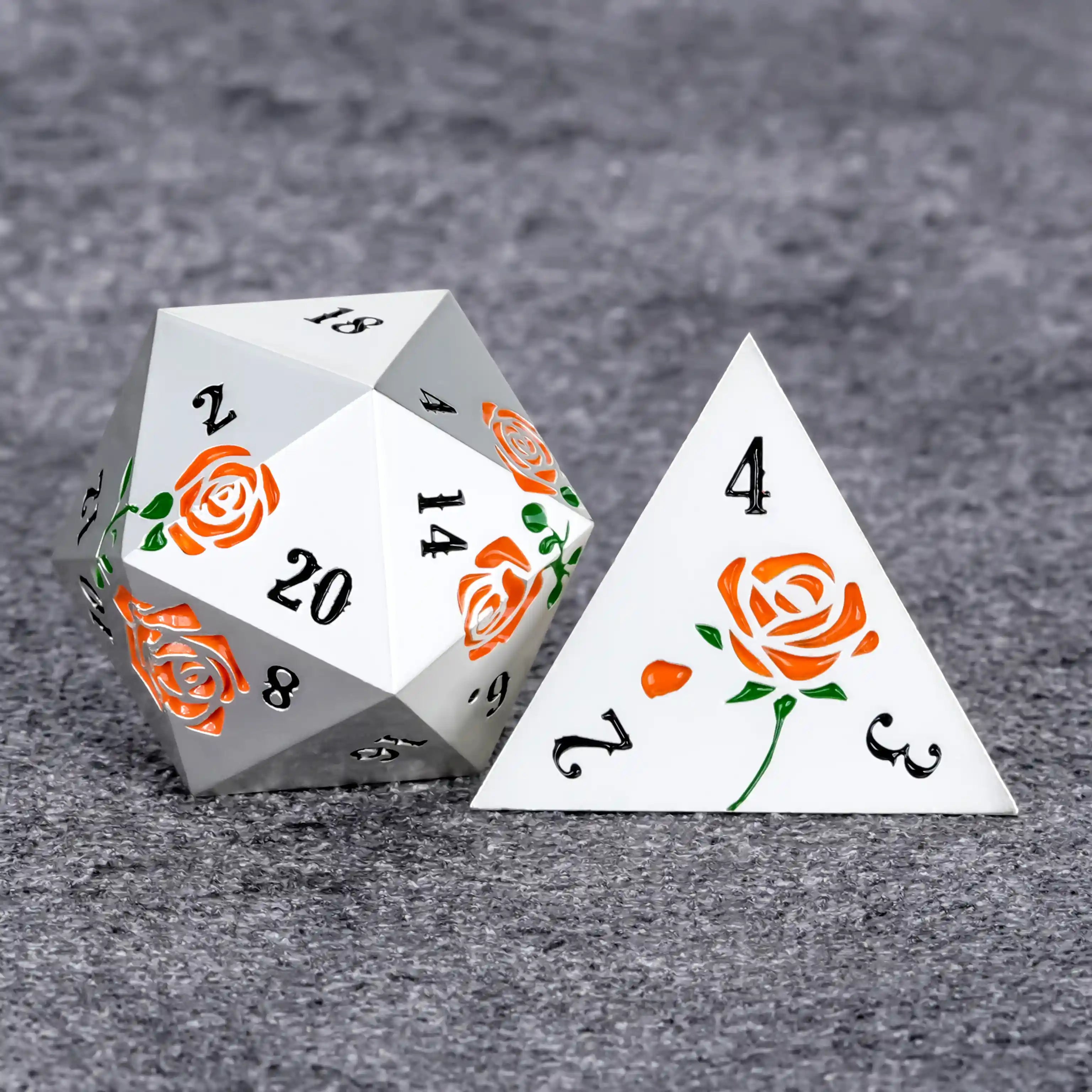 DND Dice Rose Flower Metal Dice D20 D4 Dice Valentine's Day Gift | BearDice
