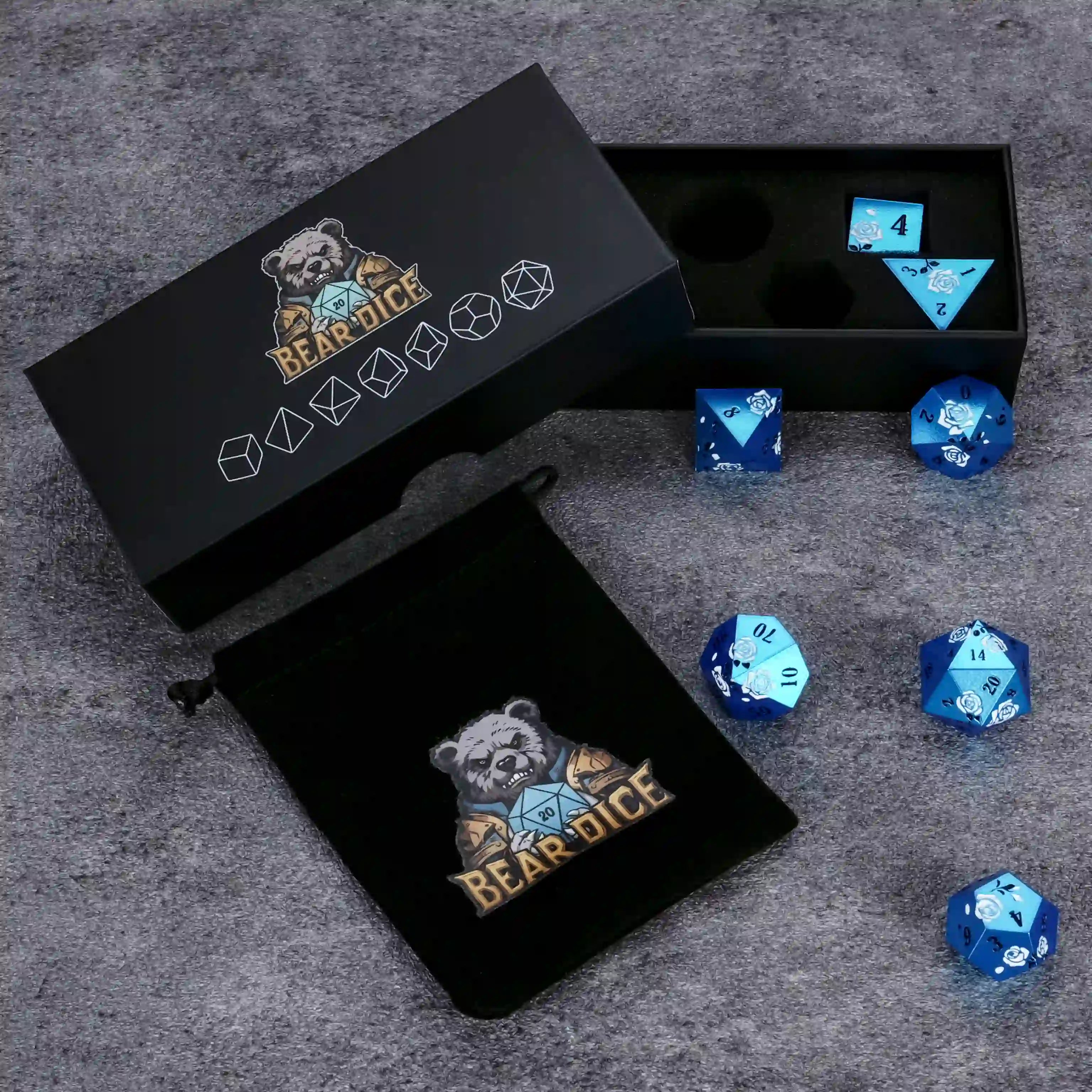 Purple DND Dice Rose Metal Dice Set with Exquisite Packaging Image | BearDice