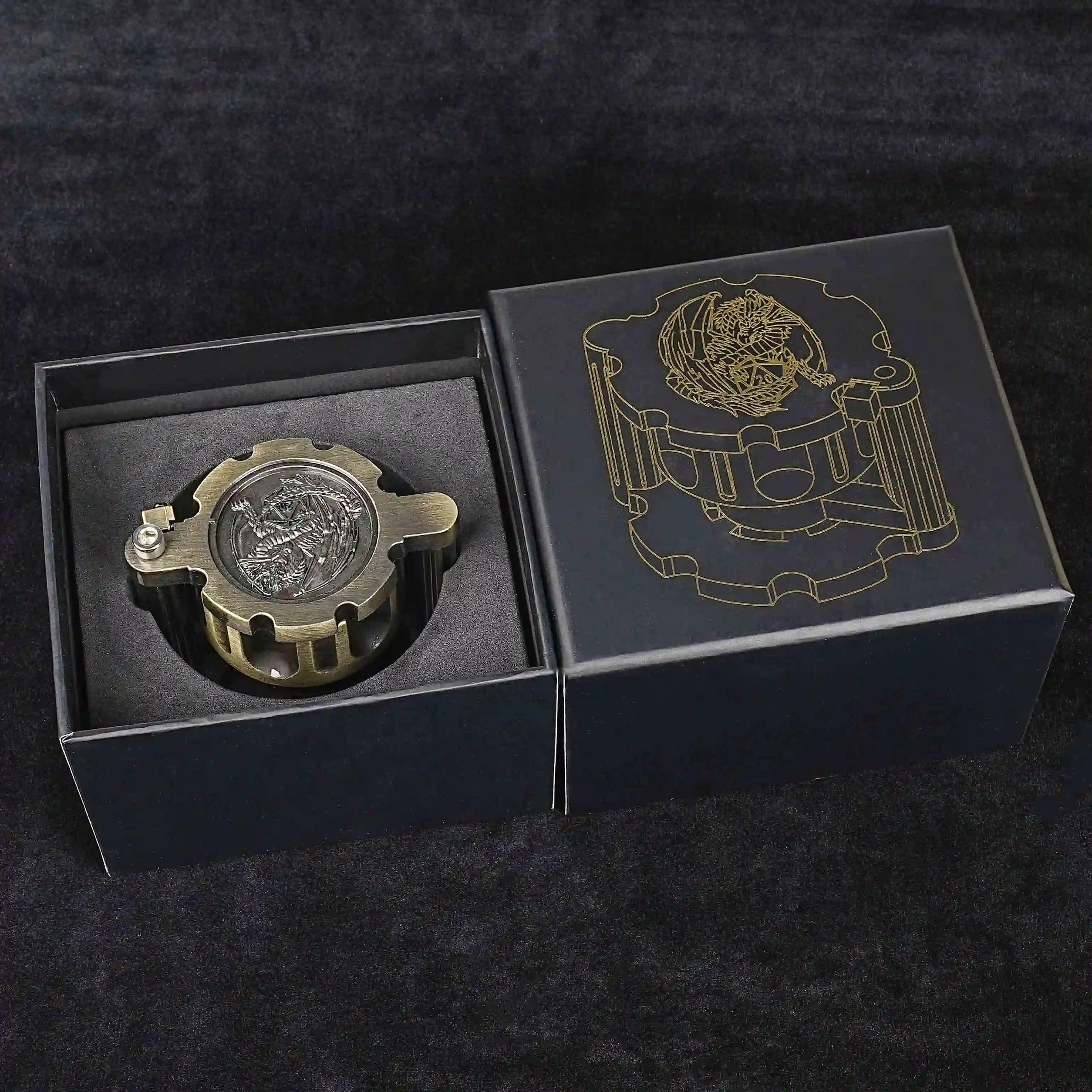 Unique Metal Dungeons & Dragons Revolver Dice Set: Cool Bronze Bullet Dice Set + Black Dice Box