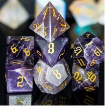 Natural Amethyst Standard Polyhedral D&D Dice Set | Bear Dice