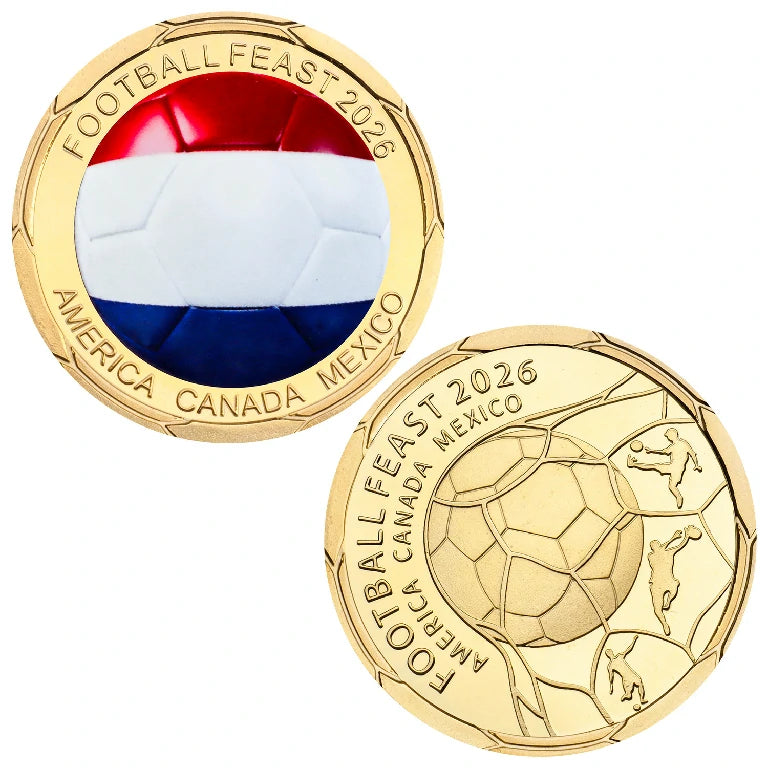 Netherlands World Cup Flag Metal Coin (Obverse: Netherlands flag; Reverse: 2026 World Cup football design) | Bear Dice