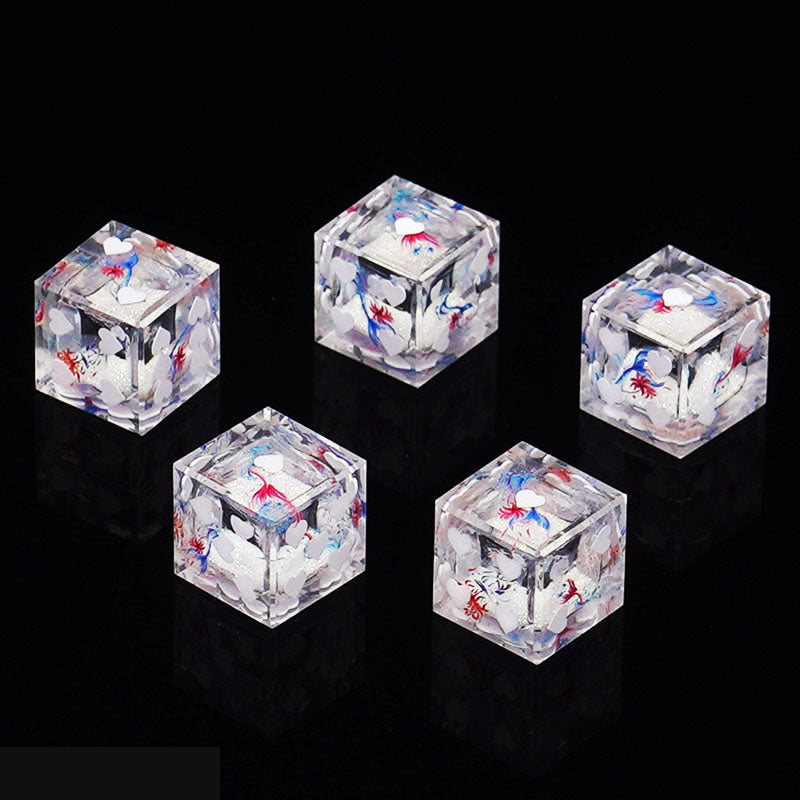 D6 Heart Pip Quicksand Dice – Premium Resin Glitter Dice for DND & TTRPG 18mm | Bear Dice