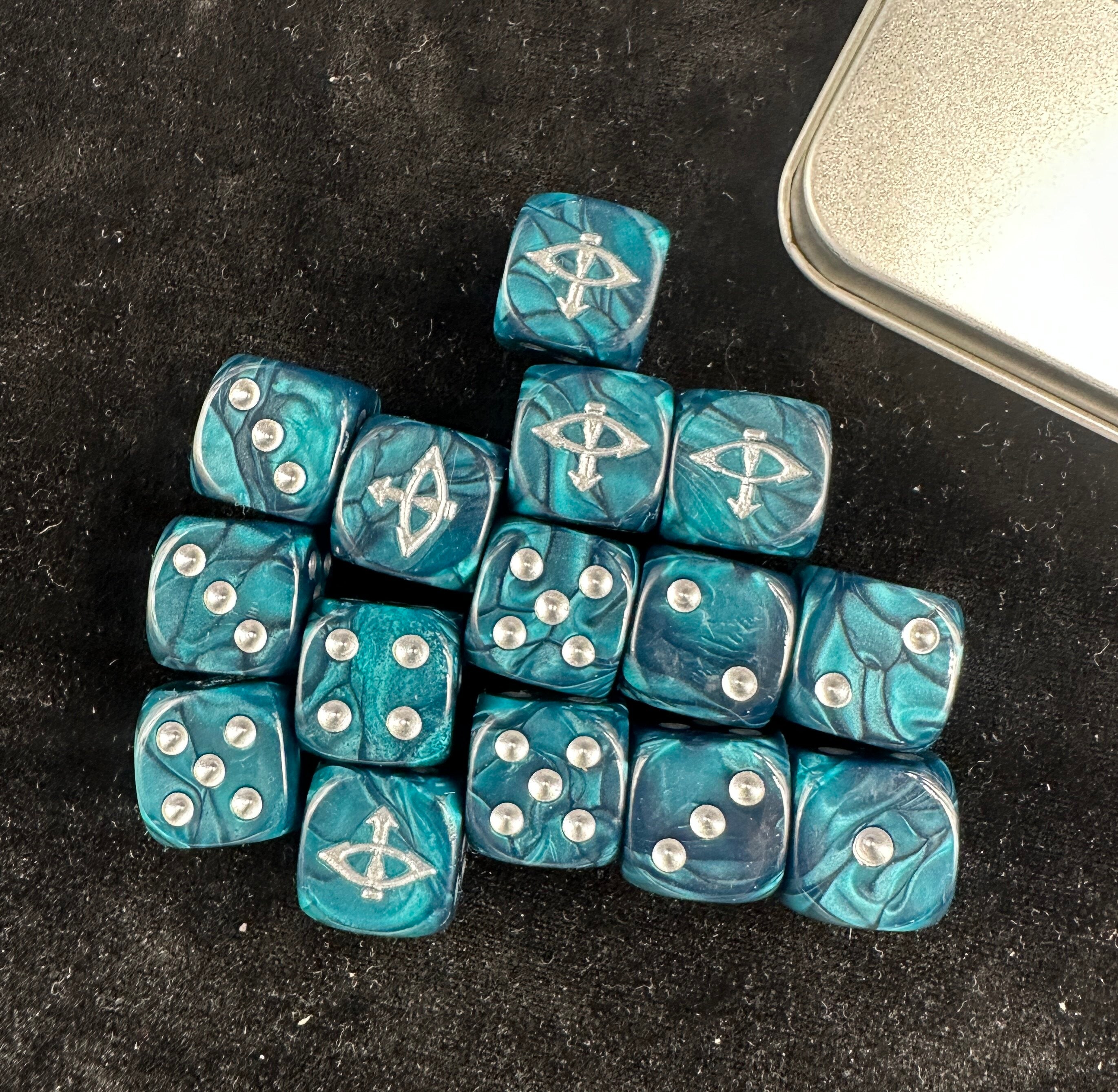 Warhammer 40K Horus Heresy Blue Swirl Pearlescent Acrylic D6 Dice