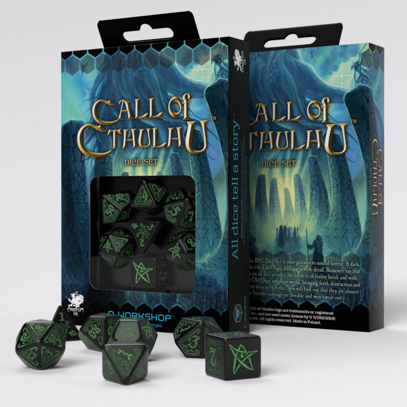 Call of Cthulhu Dice Set | Q Workshop 7-Piece RPG Dice Set Multiple Colors