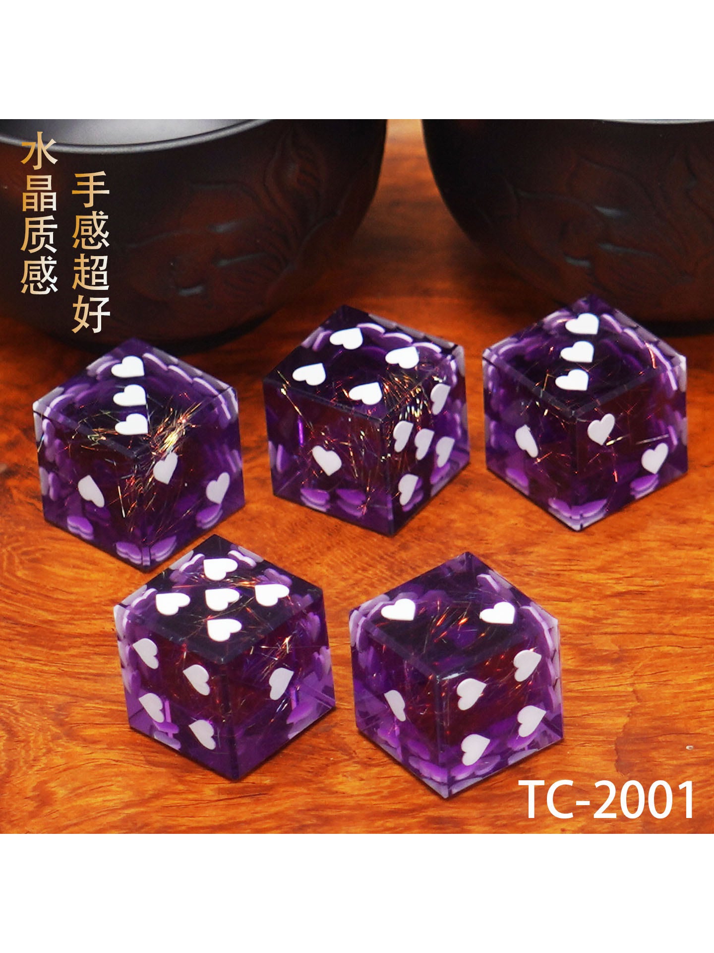 D6 Heart Pip Quicksand Dice – Premium Resin Glitter Dice for DND & TTRPG 18mm | Bear Dice
