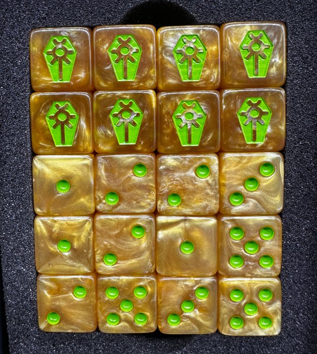 Warhammer 40K Necron Yellow Swirl Pearlescent Acrylic D6 Dice