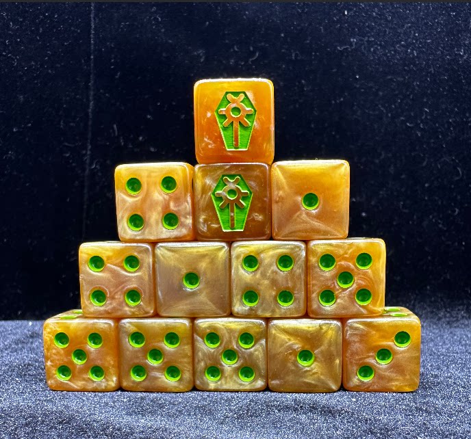 Warhammer 40K Necron Yellow Swirl Pearlescent Acrylic D6 Dice