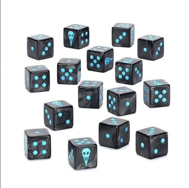 Warhammer 40K Raven Guard Black Swirl Acrylic D6 Dice with Blue Pips