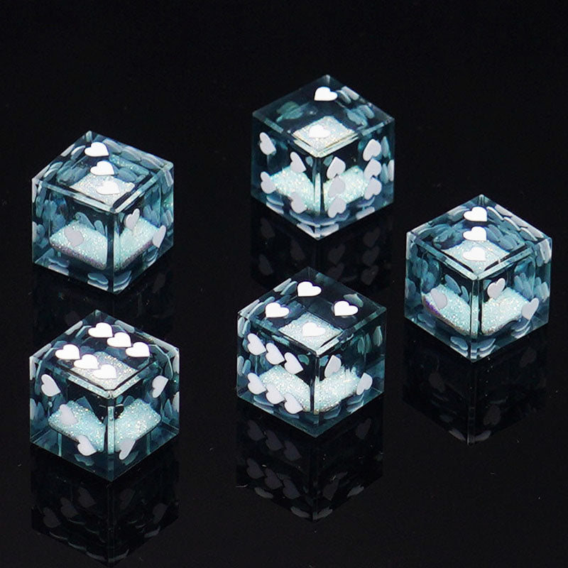 D6 Heart Pip Quicksand Dice – Premium Resin Glitter Dice for DND & TTRPG 18mm | Bear Dice