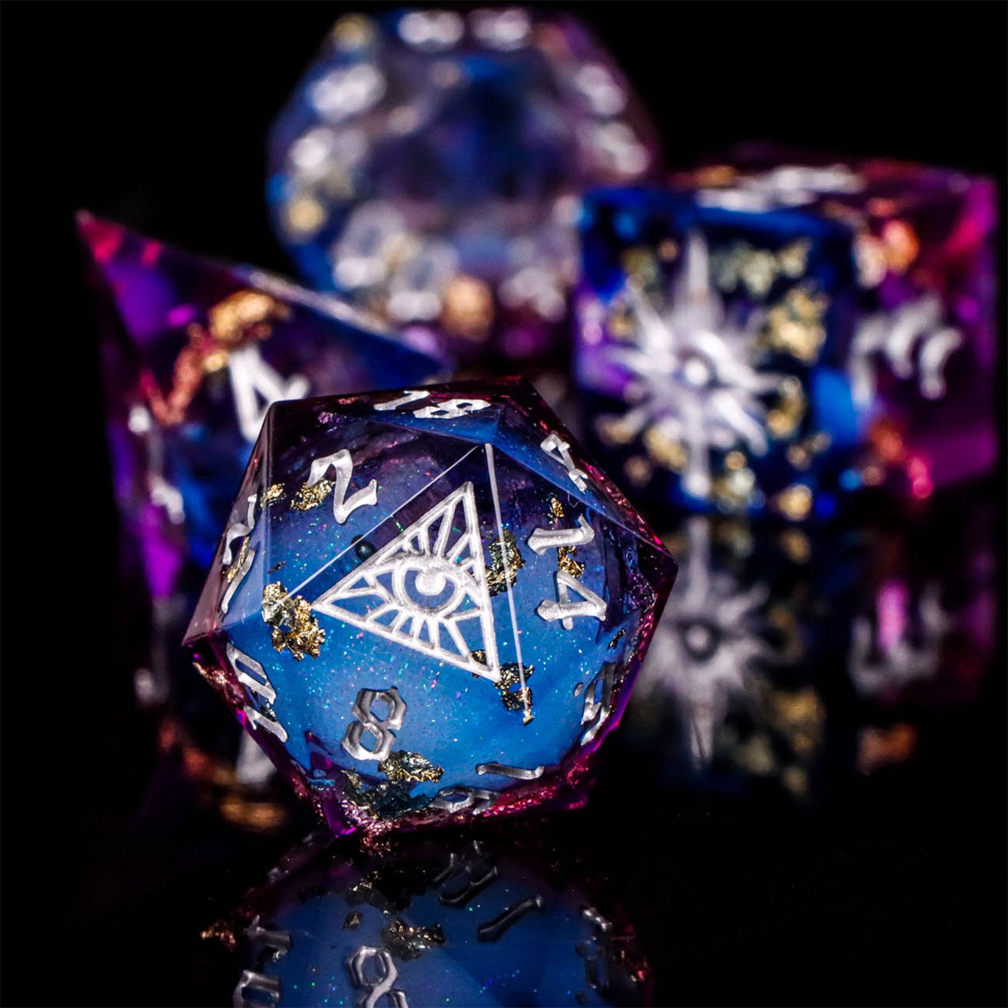 All-Seeing Eye Liquid-Core Resin Dice Set