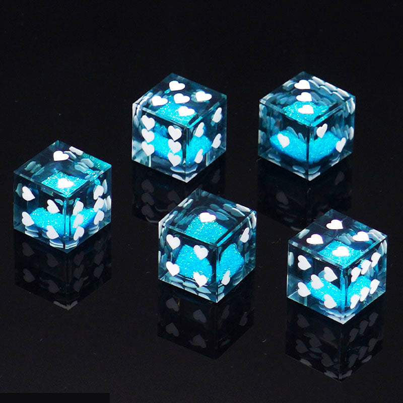 D6 Heart Pip Quicksand Dice – Premium Resin Glitter Dice for DND & TTRPG 18mm | Bear Dice
