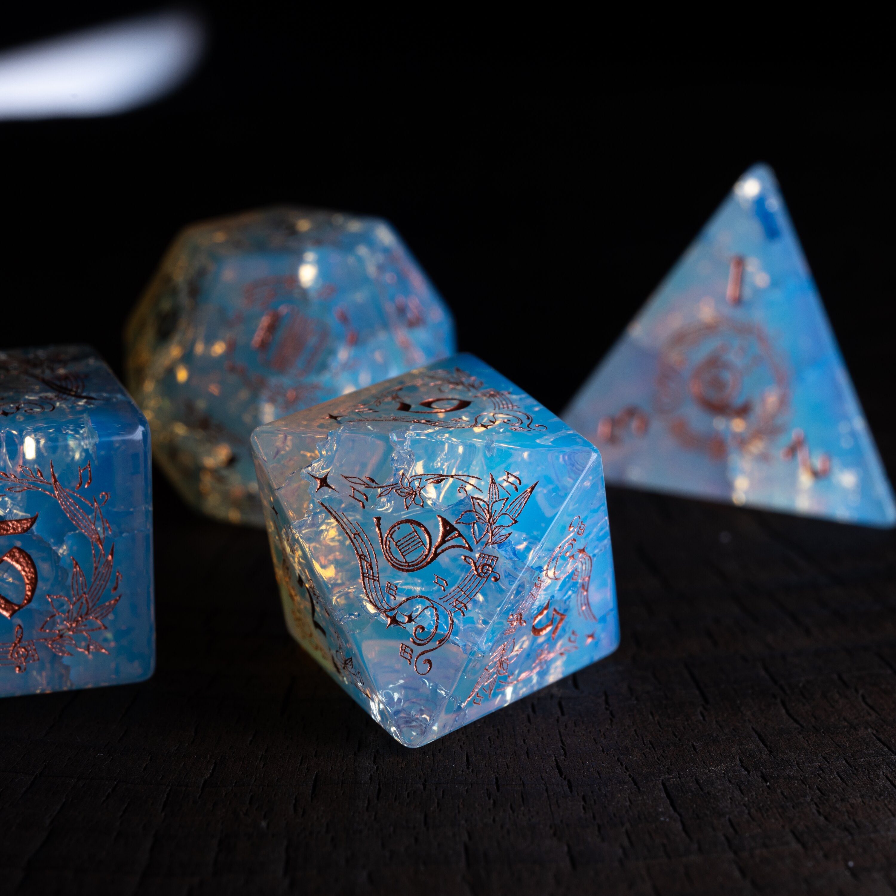 Bard's Harp Opal DND Dice Set