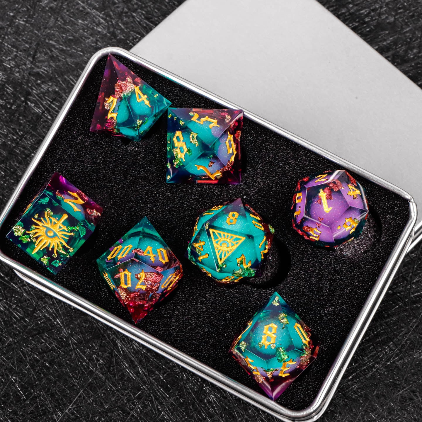 All-Seeing Eye Liquid-Core Resin Dice Set