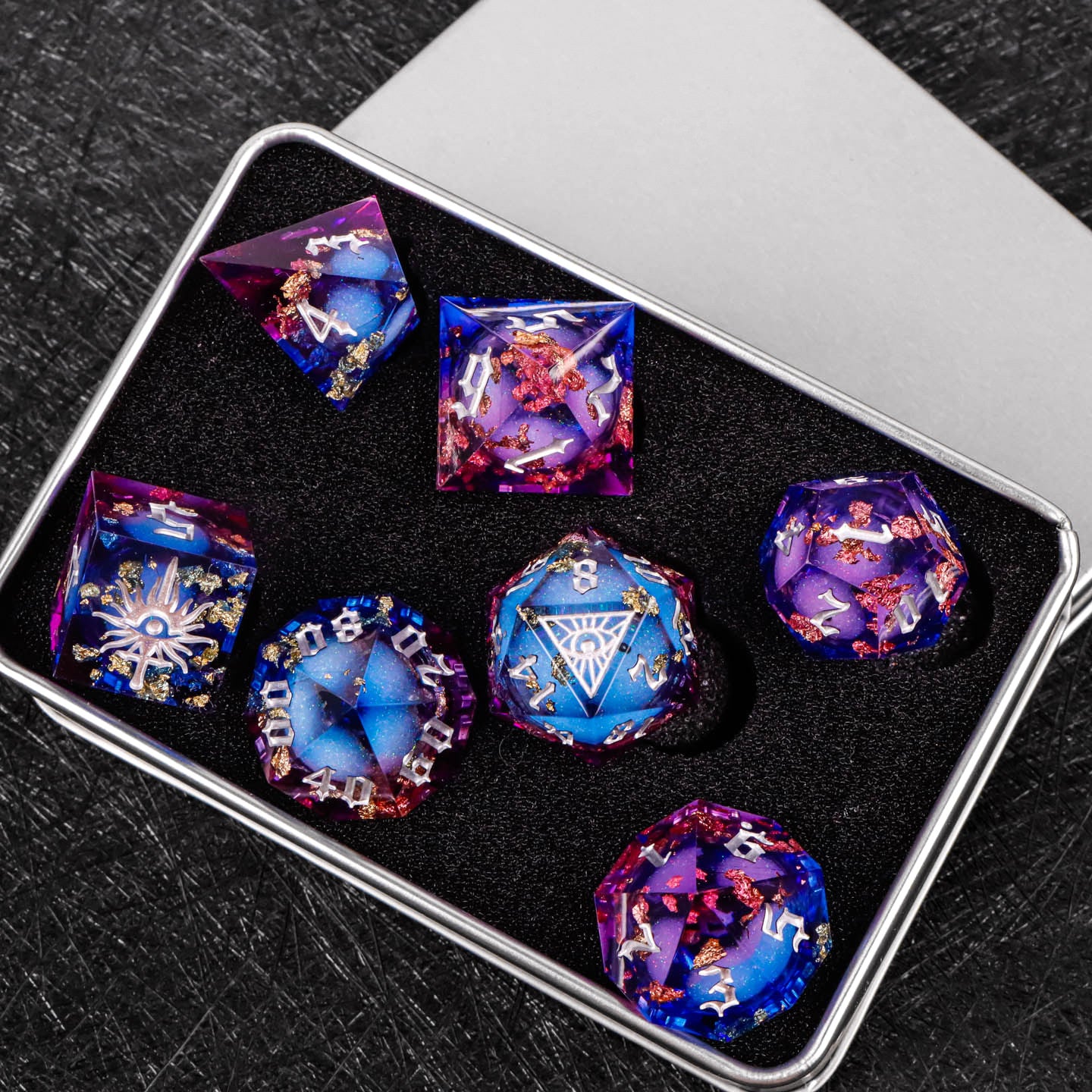 All-Seeing Eye Liquid-Core Resin Dice Set