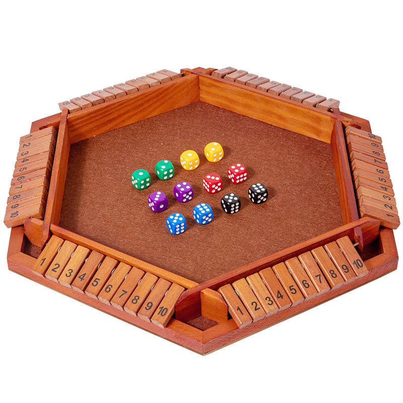 Close the Box Dice Game | Hexagonal Wooden Family Educational Tabletop Game for 6 Players
