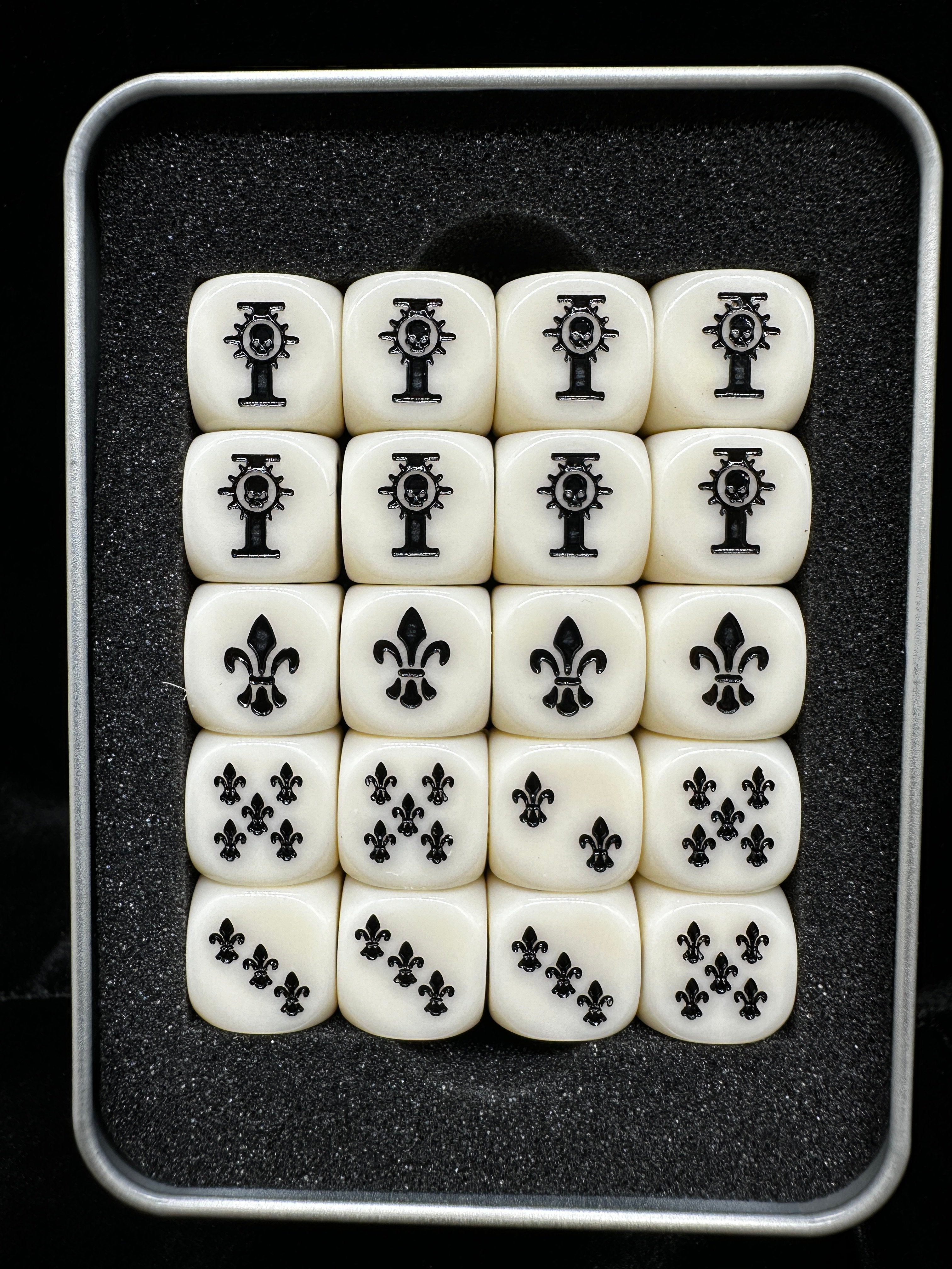 Warhammer 40K Adepta Sororitas Fleur-de-lis Off-White Acrylic D6 Dice