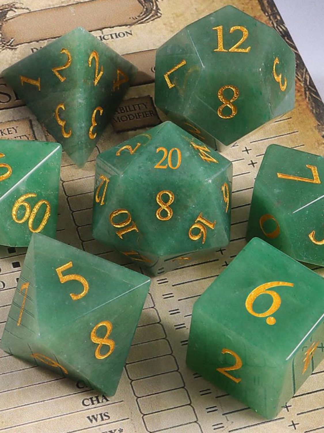 Natural Green Aventurine Gemstone Dice Set