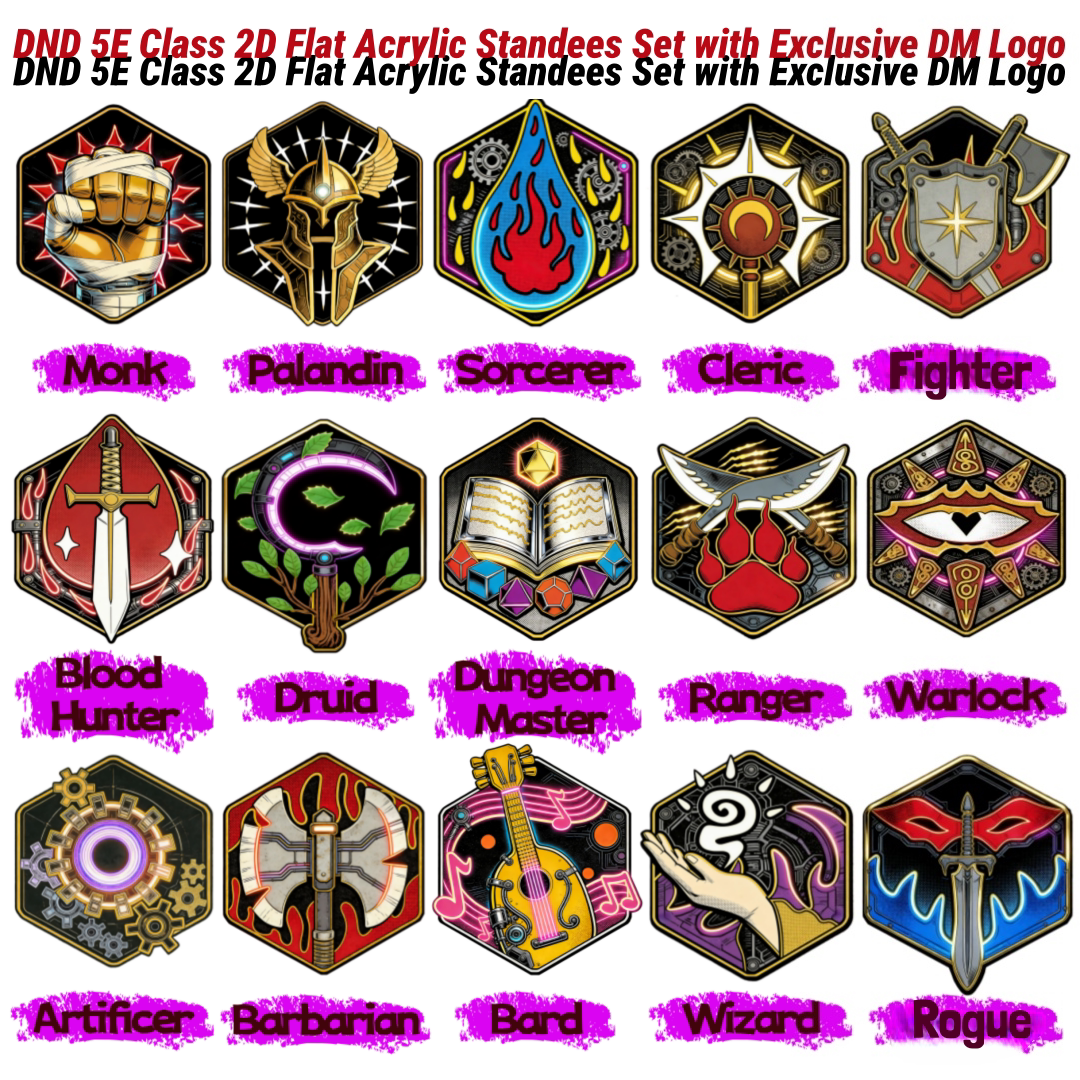 15 D&D Character & DM Identity Badges | Acrylic RPG Set