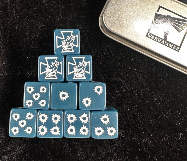 Warhammer 40k Astra Militarum Blue Acrylic D6 Dice